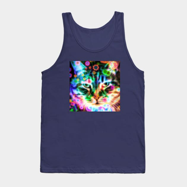 Neon Flower Cat Tank Top by Star Scrunch